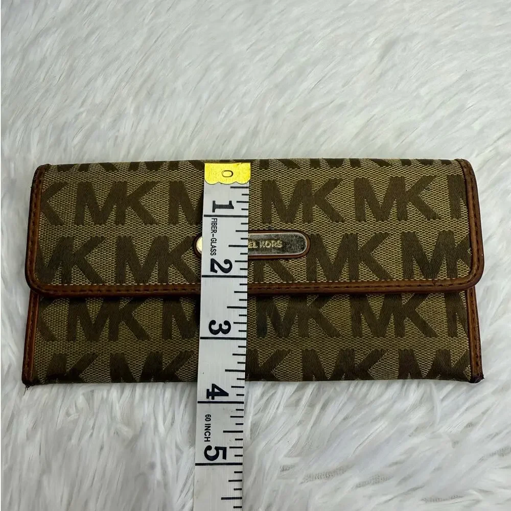 Michael Kors Brown Signature Canvas Slim Wallet
